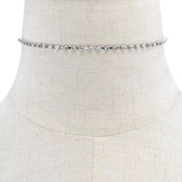 Rhinestone Choker Necklace Party Formal Casual Silver Gold - Picture 4 of 15